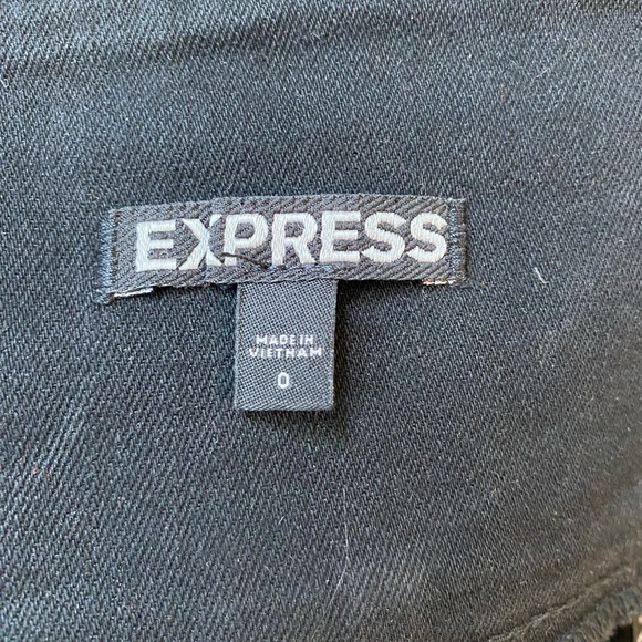 EXPRESS corset lace up mini denim skirt. Black, stretch denim, super high waist. - Picture 5 of 8